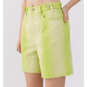 BDG Urban Outfitters Size 25 Yellow Green Longline‎ Carpenter Short Denim Jeans